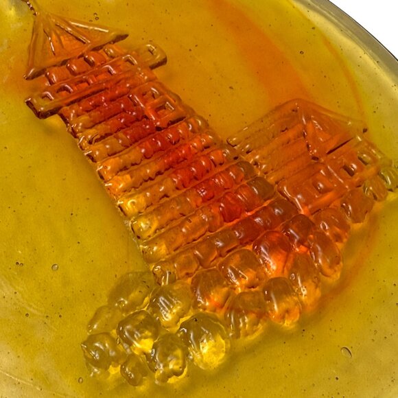 Glass Lighthouse Suncatcher Window Art Decor 8" Yellow Orange Stained Glass - Picture 4 of 8